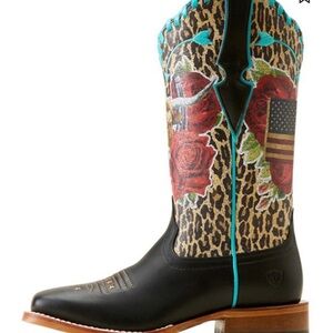 Ariat Women's Black and Leopard Heeled Boots Brand New Never Worn